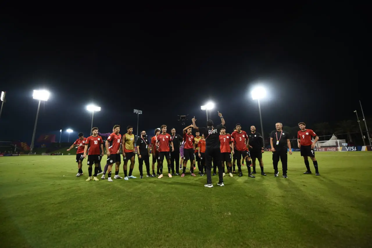 فرحة المنتخب الوطني تحت 17 سنة بعد التعادل مع فنزويلا بعشرة لاعبين