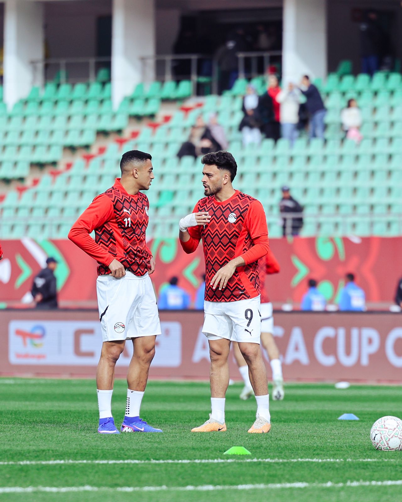 لاعبو منتخب مصر قبل مواجهة أنجولا