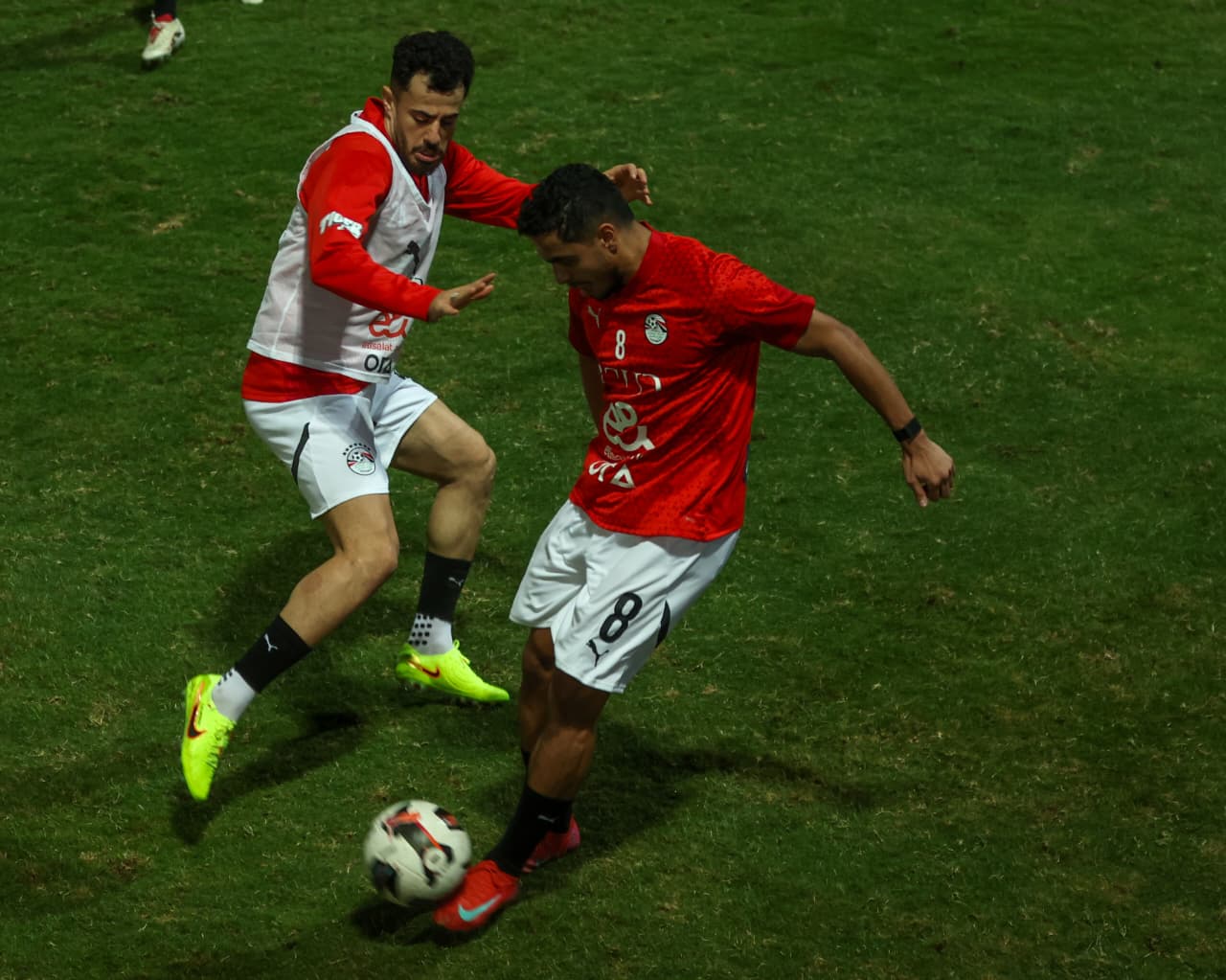 تدريب منتخب مصر المشارك في كأس العرب استعدادًا لمواجهتي الجزائر