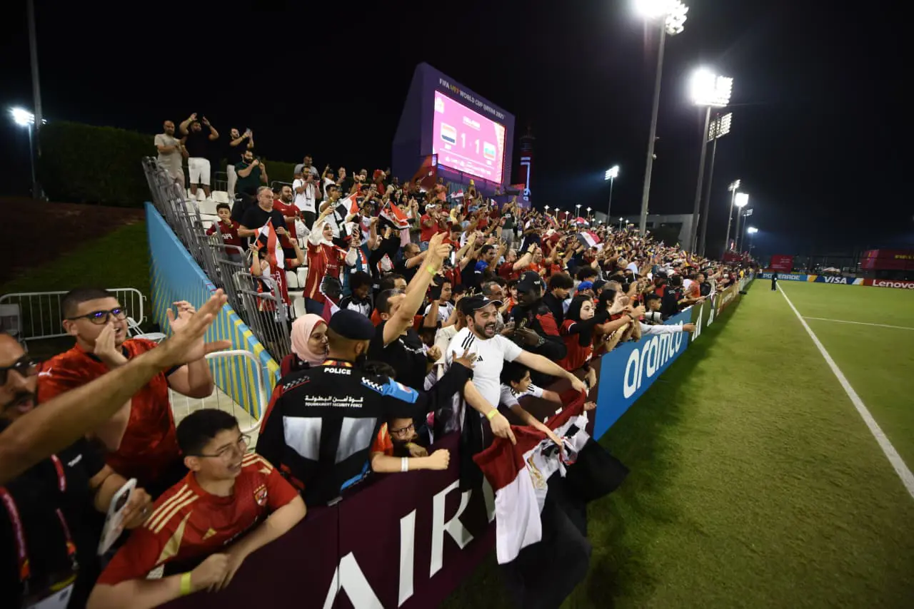 فرحة المنتخب الوطني تحت 17 سنة بعد التعادل مع فنزويلا بعشرة لاعبين