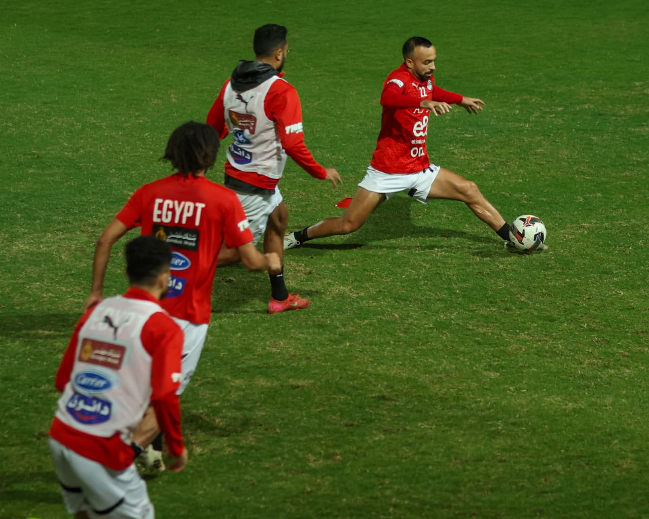 تدريب منتخب مصر المشارك في كأس العرب استعدادًا لمواجهتي الجزائر